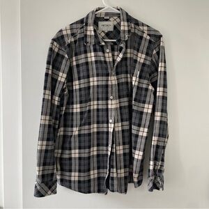 Carhartt 100% Cotton Men's Black, Gray & Cream Plaid Button-Down Shirt